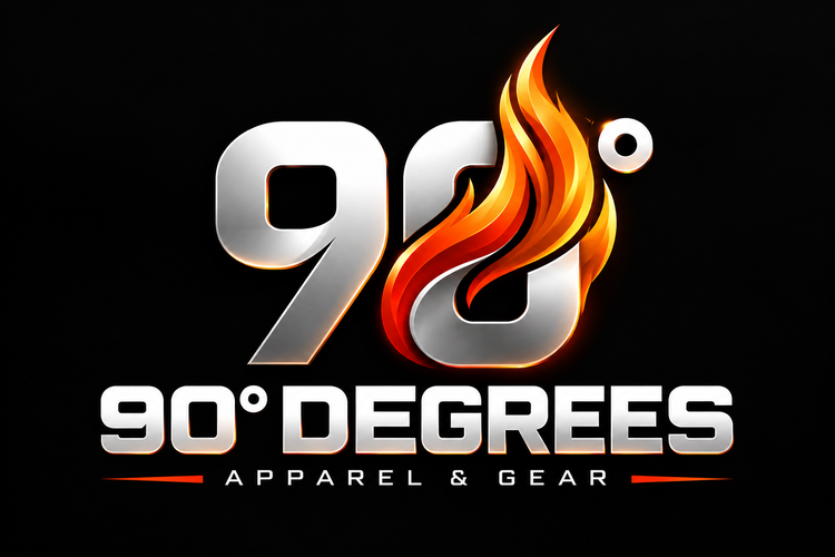 90° Degrees Apparel & Gear flame logo