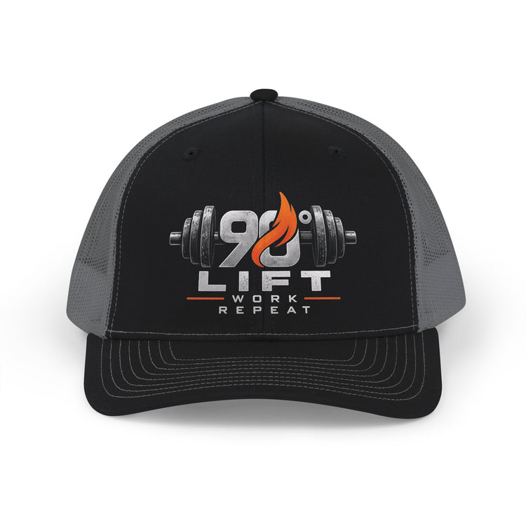 90° Degrees Lift Work Repeat Trucker Cap